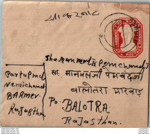 India Postal Stationery Ashoka Tiger 2A To Balotra Barmer Cds - Cartes Postales