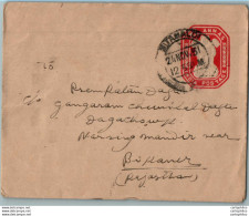 India Postal Stationery Ashoka Tiger 2A To Bikaner - Postales