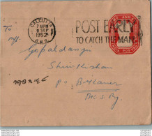 India Postal Stationery Ashoka Tiger 2A Calcutta Cds To Bikaner - Cartes Postales