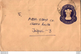 India Postal Stationery Ashoka Tiger 25 To Jaipur - Postkaarten