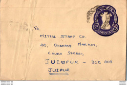 India Postal Stationery Ashoka Tiger 25 To Jaipur - Cartoline Postali