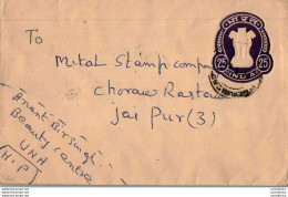 India Postal Stationery Ashoka Tiger 25 To Jaipur - Cartoline Postali