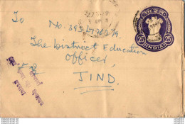 India Postal Stationery Ashoka Tiger 25 To Jind - Postcards