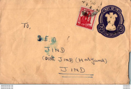 India Postal Stationery Ashoka Tiger 25 To Jind Haryana - Postcards