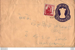 India Postal Stationery Ashoka Tiger 25 To Jind Haryana - Postkaarten