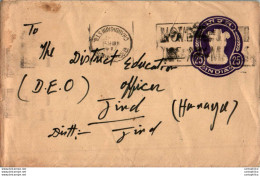 India Postal Stationery Ashoka Tiger 25 To Jind Chandigarh Cds - Postkaarten