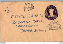 India Postal Stationery Ashoka Tiger 25 To Jaipur Rajapalaiyam Cds - Cartes Postales