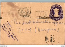 India Postal Stationery Ashoka Tiger 25 To Jind Haryana - Postcards