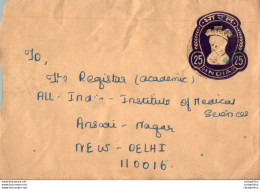 India Postal Stationery Ashoka Tiger 25 To New Delhi - Cartes Postales