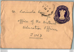 India Postal Stationery Ashoka Tiger 25 To Jind - Postales