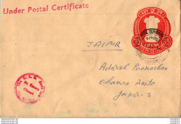 India Postal Stationery Ashoka Tiger 35 To Jaipur - Postcards