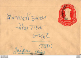 India Postal Stationery Ashoka Tiger 35 To Jaipur - Ansichtskarten