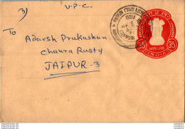 India Postal Stationery Ashoka Tiger 35 To Jaipur - Postales