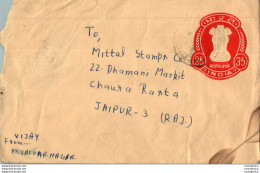 India Postal Stationery Ashoka Tiger 35 To Jaipur - Ansichtskarten