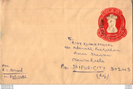 India Postal Stationery Ashoka Tiger 35 To Jaipur - Cartoline Postali