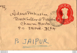 India Postal Stationery Ashoka Tiger 35 To Jaipur - Postales