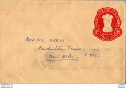 India Postal Stationery Ashoka Tiger 35 To New Delhi - Postcards