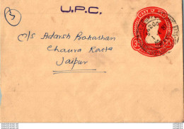 India Postal Stationery Ashoka Tiger 35 To Jaipur - Postales