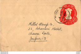 India Postal Stationery Ashoka Tiger 35 To Jaipur - Cartes Postales