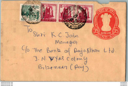 India Postal Stationery Ashoka Tiger 35 To Bikaner - Postcards