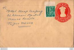 India Postal Stationery Ashoka Tiger 35 To Jaipur - Postkaarten