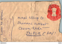 India Postal Stationery Ashoka Tiger 35 To Jaipur - Cartes Postales