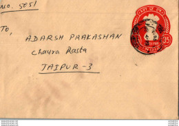 India Postal Stationery Ashoka Tiger 35 To Jaipur - Postkaarten