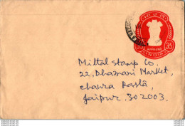 India Postal Stationery Ashoka Tiger 35 To Jaipur - Postcards