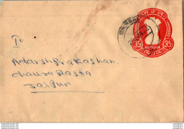 India Postal Stationery Ashoka Tiger 35 To Jaipur - Postales