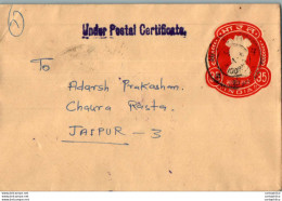 India Postal Stationery Ashoka Tiger 35 To Jaipur - Postcards