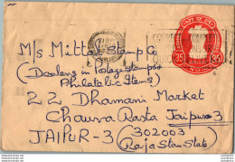 India Postal Stationery Ashoka Tiger 35 To Jaipur - Cartoline Postali