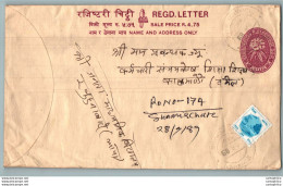 Nepal Postal Stationery Flowers 50p - Nepal