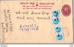 Nepal Postal Stationery Flowers 50p - Nepal