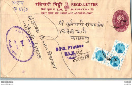 Nepal Postal Stationery Flowers 50p Pyuthan - Népal