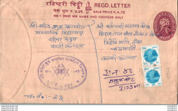 Nepal Postal Stationery Flowers 50p - Nepal