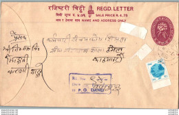 Nepal Postal Stationery Flowers 50p Dand - Nepal