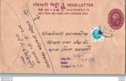 Nepal Postal Stationery Flowers 50p Myagdi - Népal