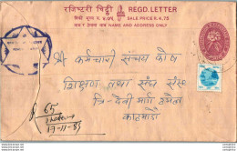 Nepal Postal Stationery Flowers 50p - Nepal