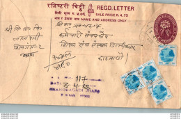 Nepal Postal Stationery Flowers 50p - Nepal