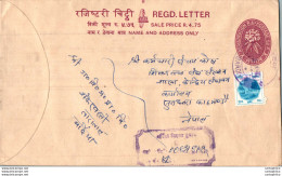 Nepal Postal Stationery Flowers 50p - Népal