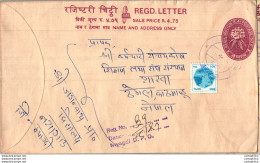 Nepal Postal Stationery Flowers 50p - Nepal