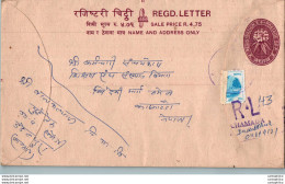 Nepal Postal Stationery Flowers 50p Chamada - Népal