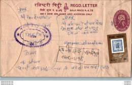 Nepal Postal Stationery Flowers 50p - Nepal