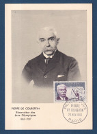 France - FDC - Premier Jour - Carte Maximum - Pierre De Coubertin - Rénovateur Des Jeux Olympiques - 1956 - 1950-1959
