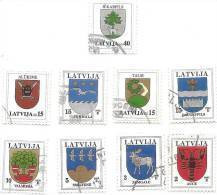 (!) 2005 Latvia Small City Logo Full Set Stamps Animals , SABER Used (0) 9 Pieces - Lettonie