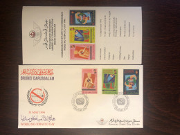 BRUNEI FDC COVER 1994 YEAR SMOKING HEALTH MEDICINE STAMPS - Brunei (1984-...)