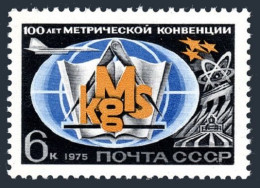 Russia 4304 Block/4, MNH. Michel 4337. Metric System, Centenary, 1975. - Unused Stamps