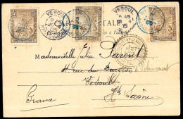 1905 CPA Déposé à DIEGO-SUAREZ Madagascar, Affranchissement Composé, Pour 70 Vesoul, Réexpédiée à POLAINCOURT (cachets) - Storia Postale