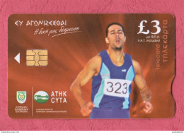 Cyprus- Cyprus Olympic Committee. Anninos Marcoullides. Used Phone Card With Chip By 3 Cyprus Lira. Exp. Date 07/04 - Cipro