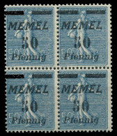 MEMEL 1922 Nr 61b Postfrisch VIERERBLOCK X887B76 - Memelland 1923